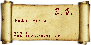 Decker Viktor névjegykártya